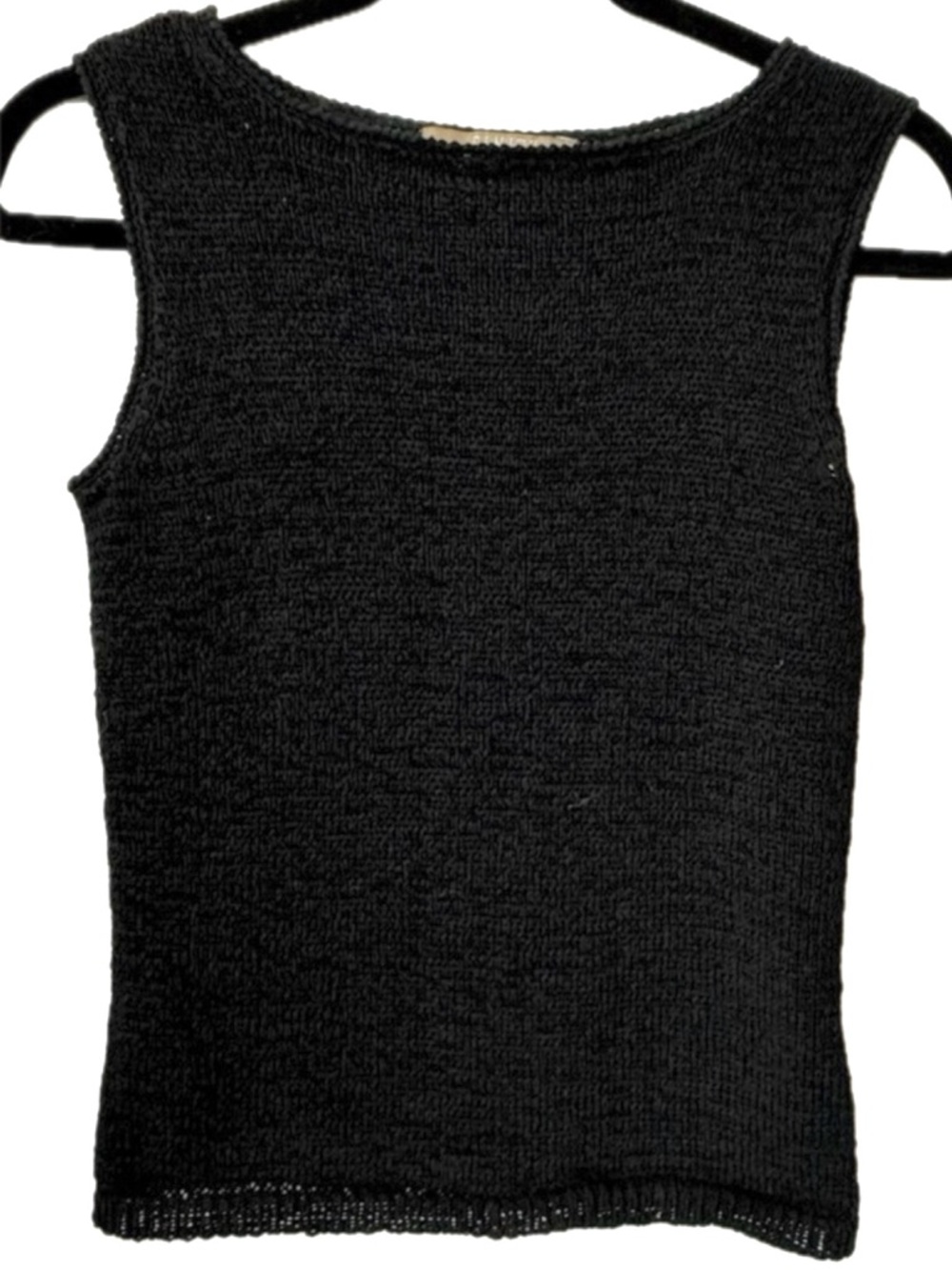 Finity Naturals Black Sleeveless Knit Tank Top Lightweight Sweater Minimalist S